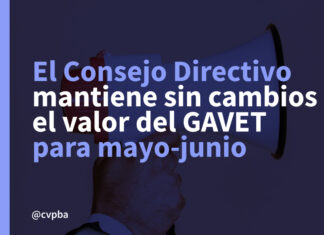 El Consejo Directivo mantiene sin cambios el valor del GAVET